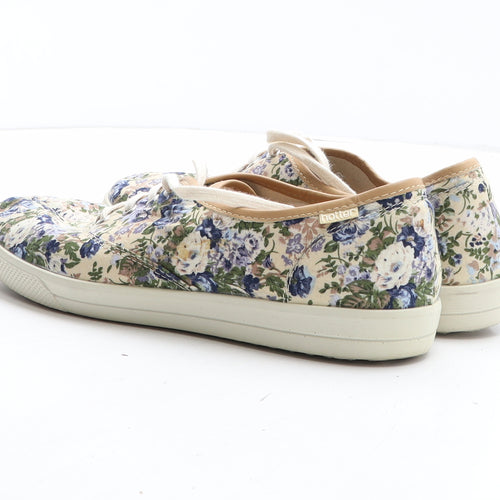 Hotter Womens Beige Floral Fabric Trainer UK