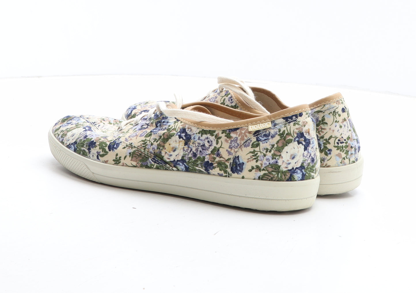 Hotter Womens Beige Floral Fabric Trainer UK