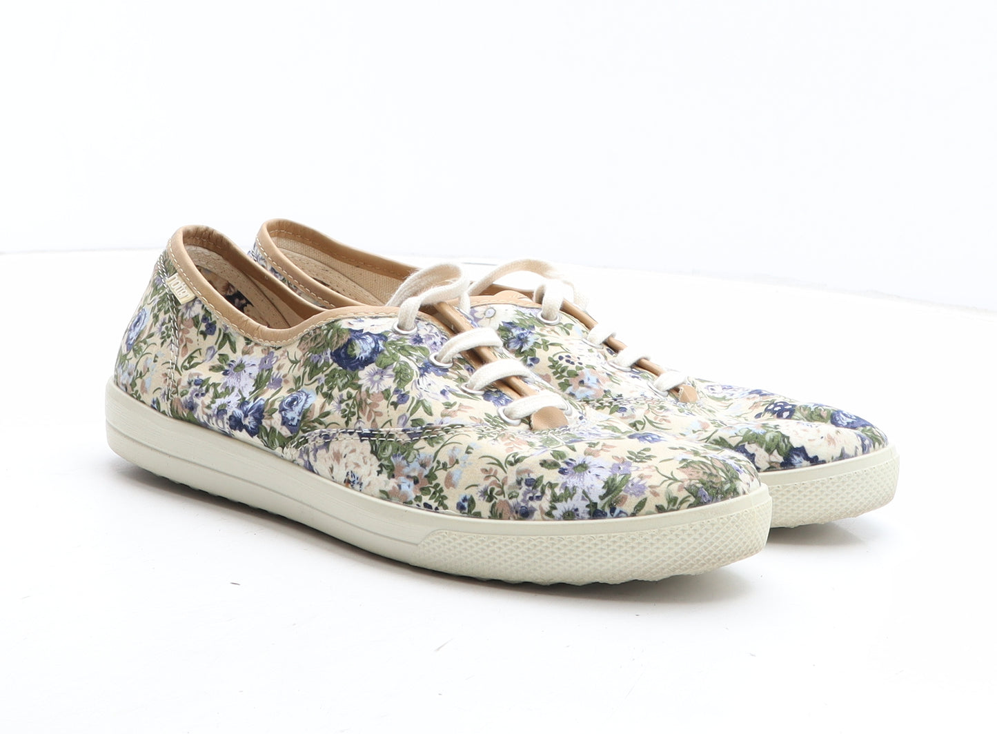 Hotter Womens Beige Floral Fabric Trainer UK
