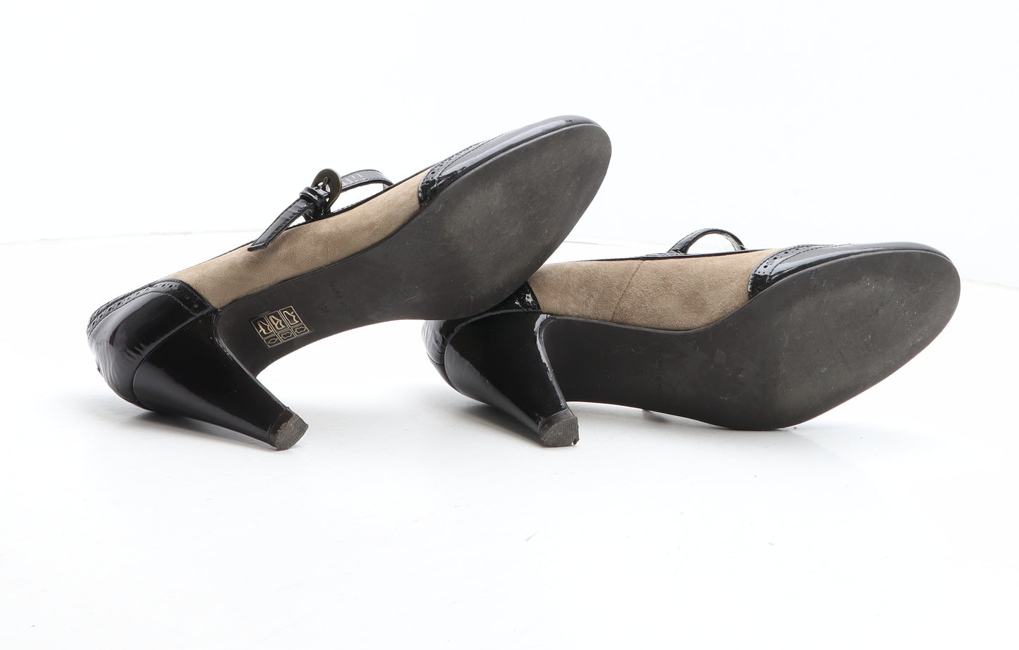 Celaln Womens Beige Colourblock Leather Court Heel UK - Mary Jane Style UK Estimated size 4