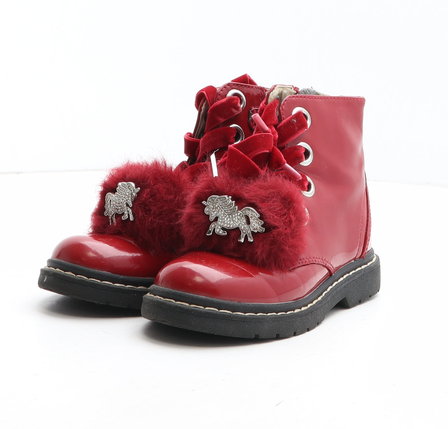 Lelli Kelly Girls Red Synthetic Bootie Boot UK 10.5 - Unicorn Detail