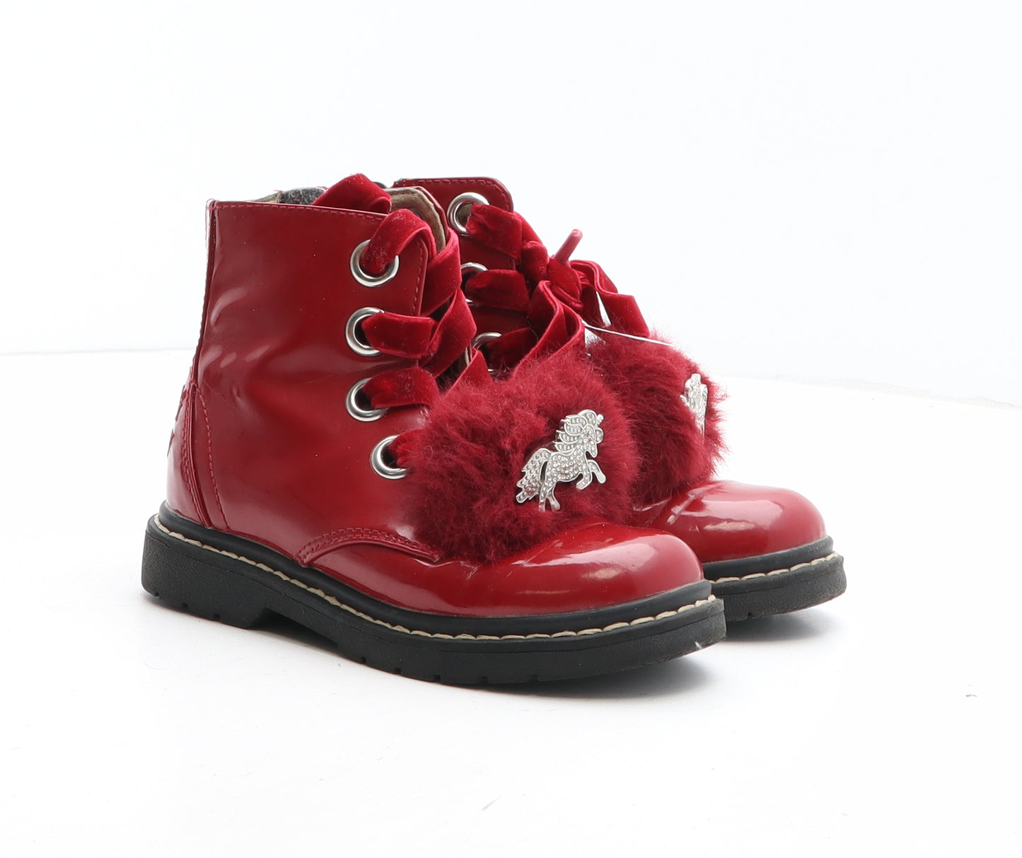 Lelli Kelly Girls Red Synthetic Bootie Boot UK 10.5 - Unicorn Detail