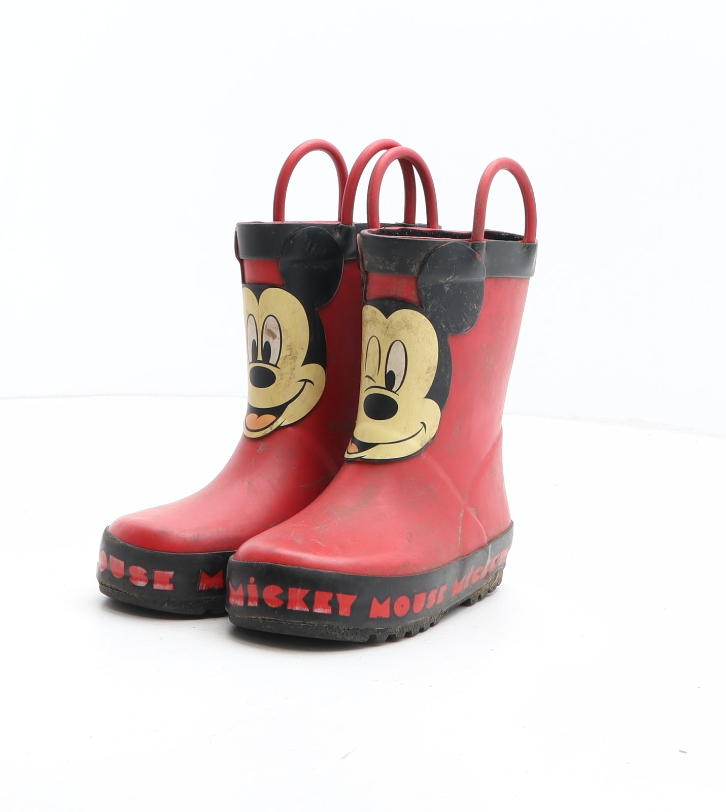 F&F Boys Red Synthetic Wellies Boot UK 6 - Mickey Mouse