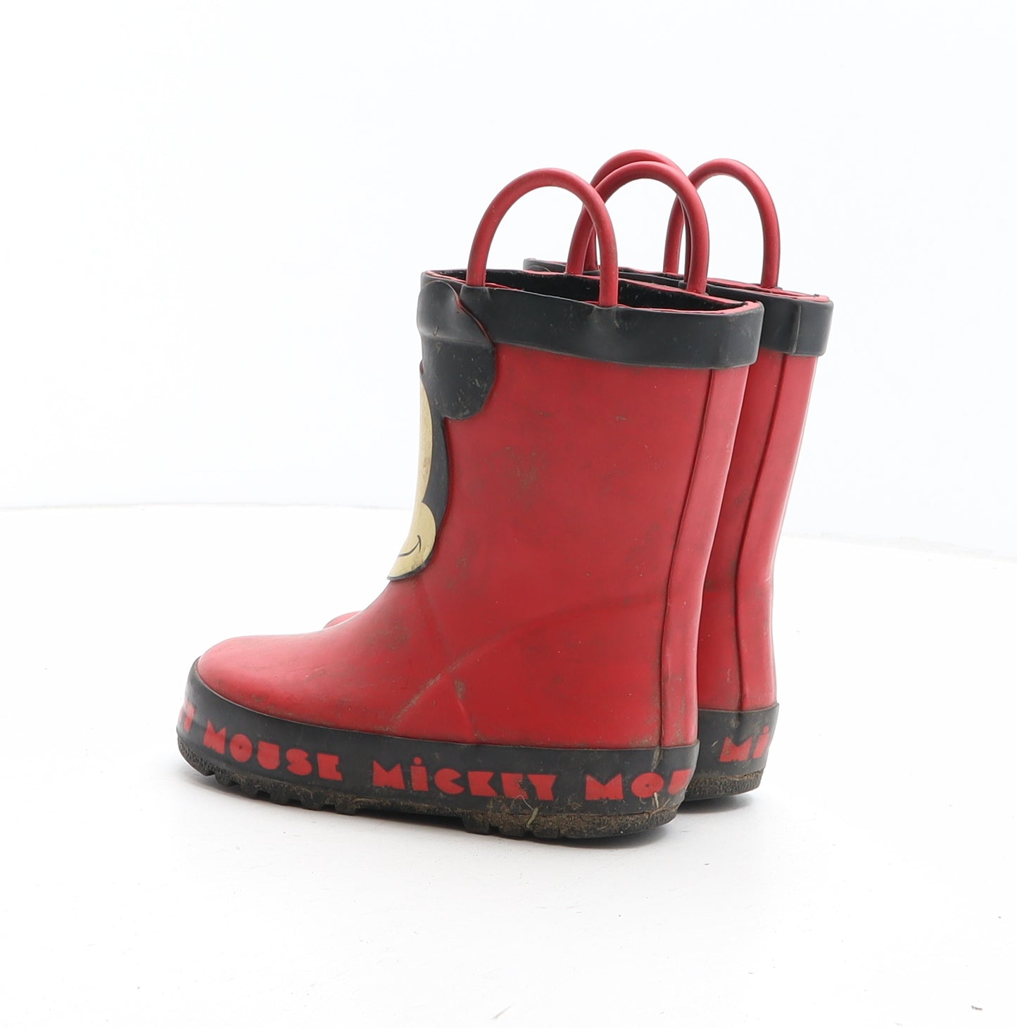 F&F Boys Red Synthetic Wellies Boot UK 6 - Mickey Mouse