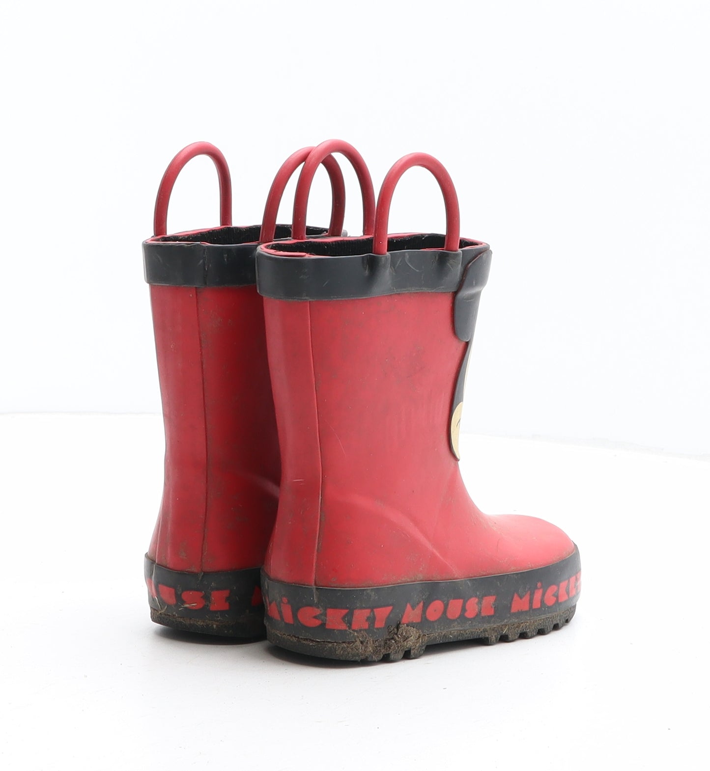 F&F Boys Red Synthetic Wellies Boot UK 6 - Mickey Mouse