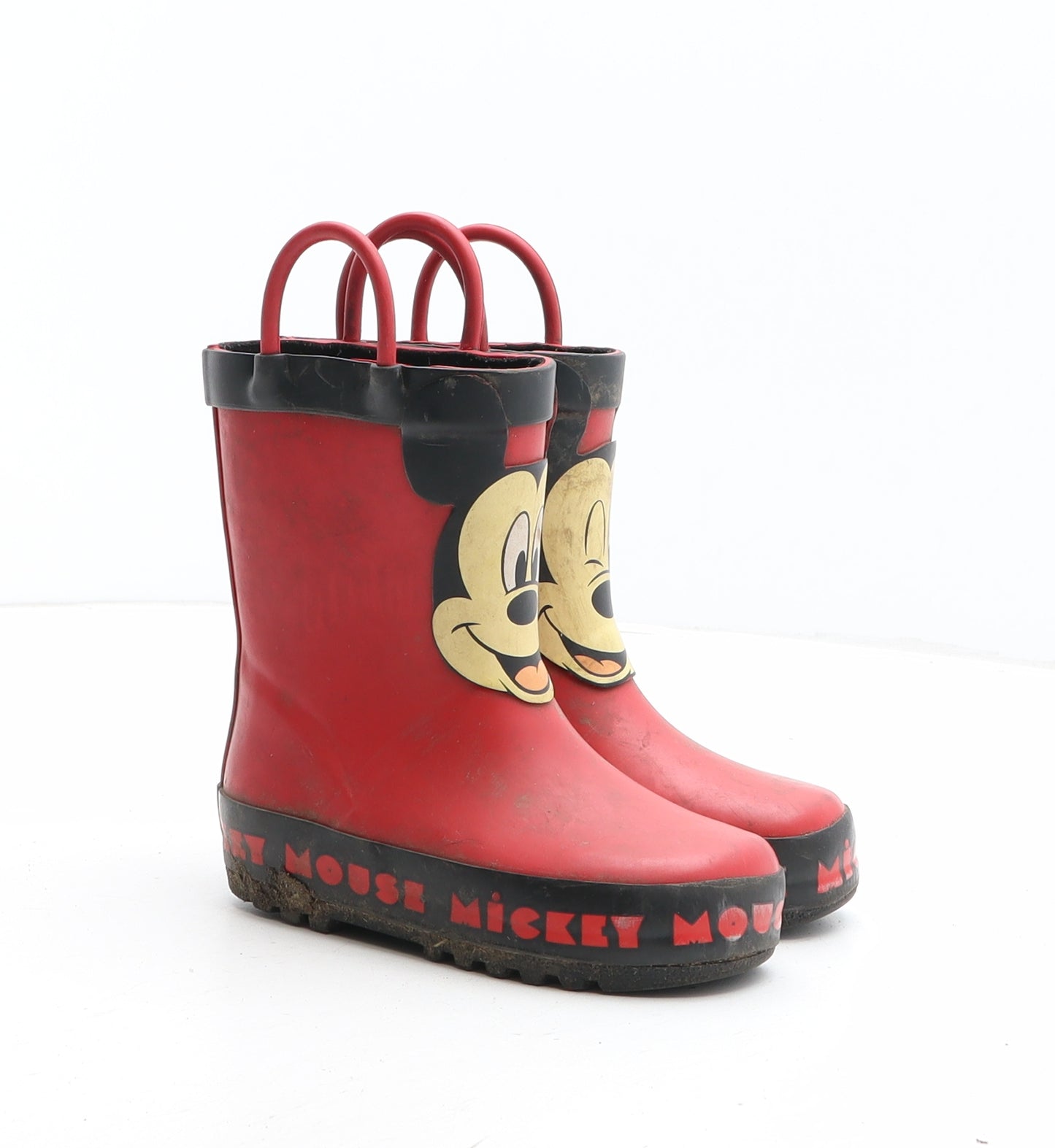 F&F Boys Red Synthetic Wellies Boot UK 6 - Mickey Mouse