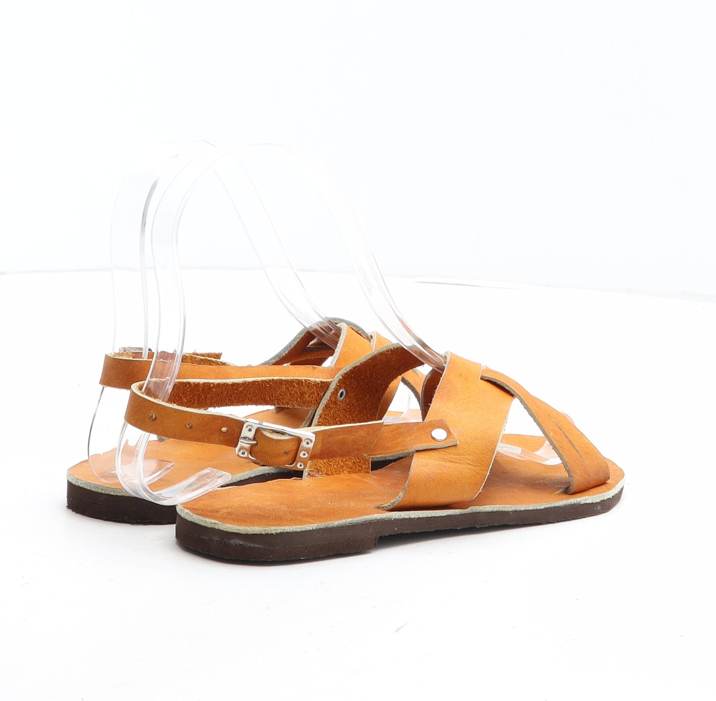 Preworn Girls Brown Synthetic Slip On Sandal UK 1 32 - UK Size Estimated 1
