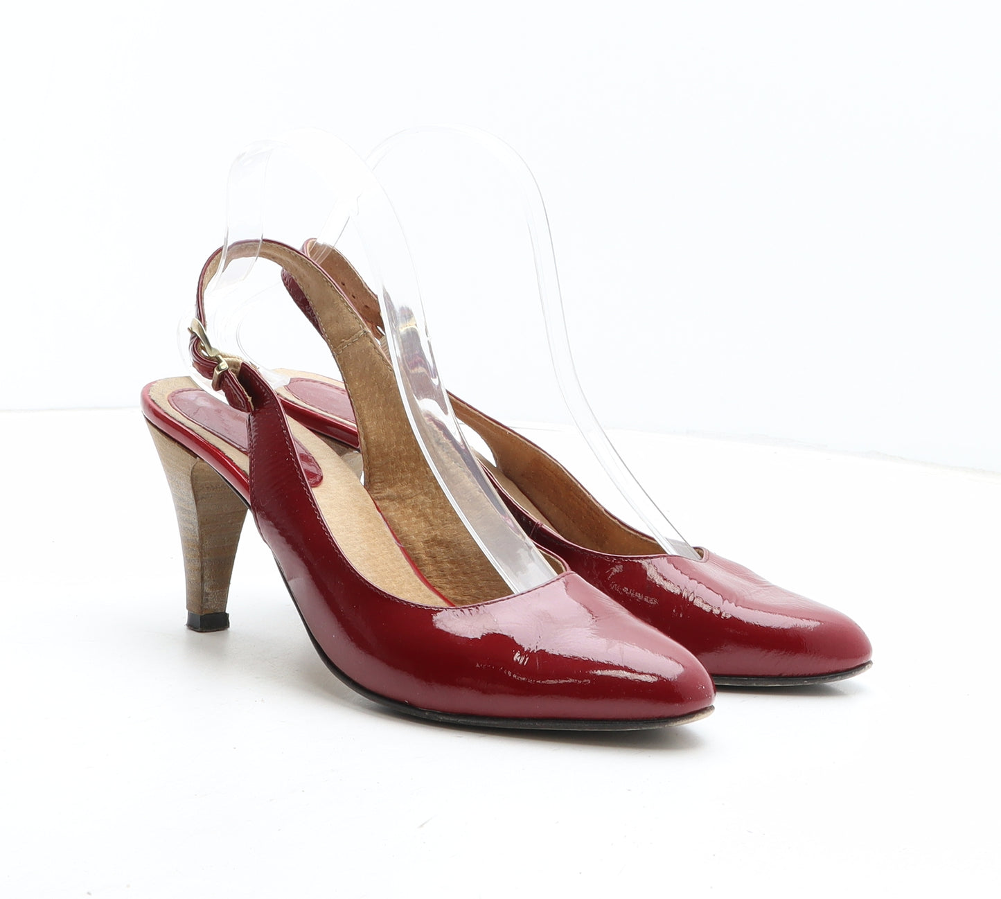 Preworn Womens Red Synthetic Slingback Heel UK