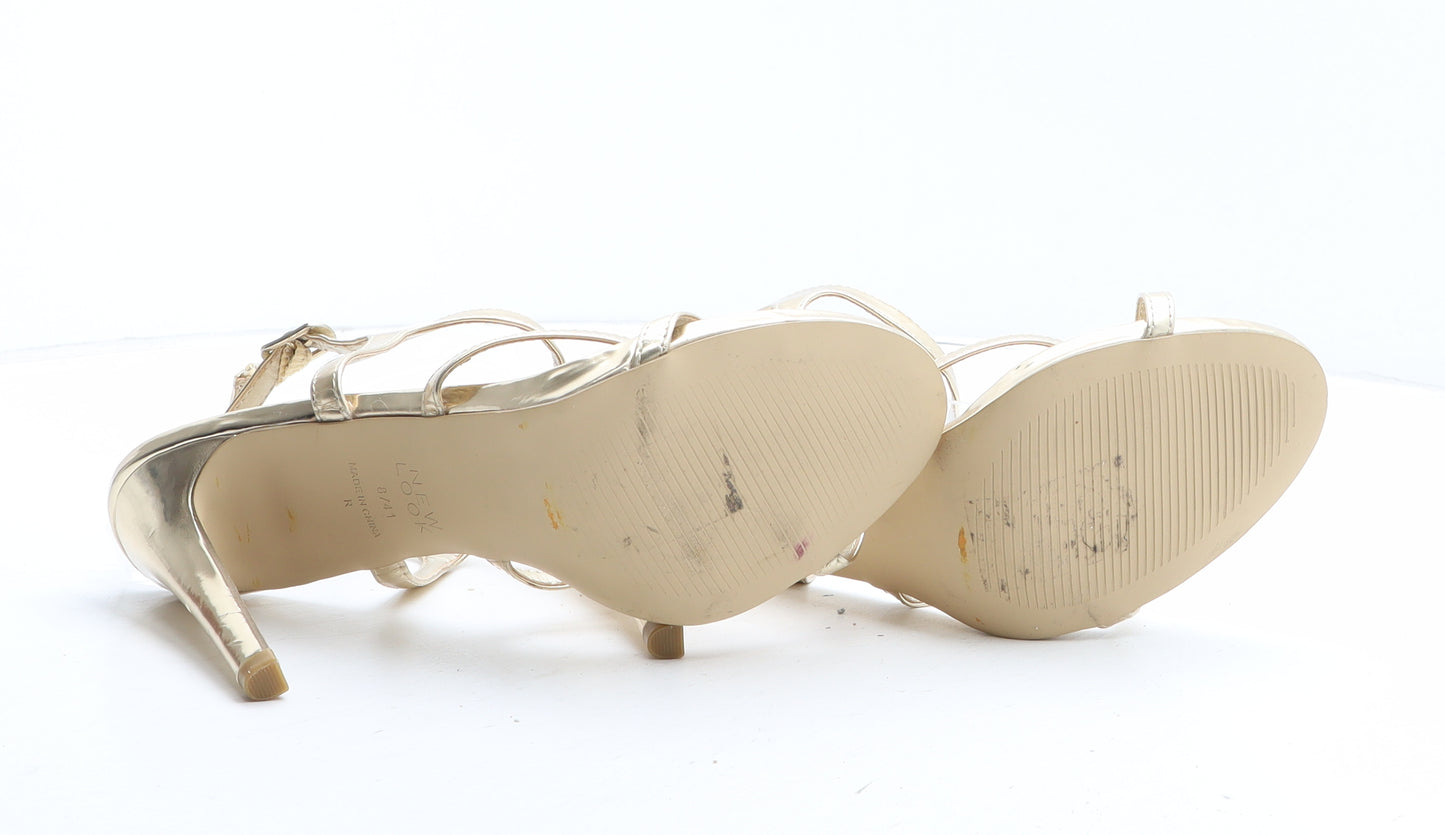 New Look Womens Gold Synthetic Strappy Heel UK