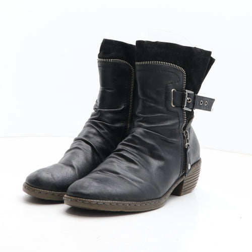 Rieker Womens Black Synthetic Biker Boot UK