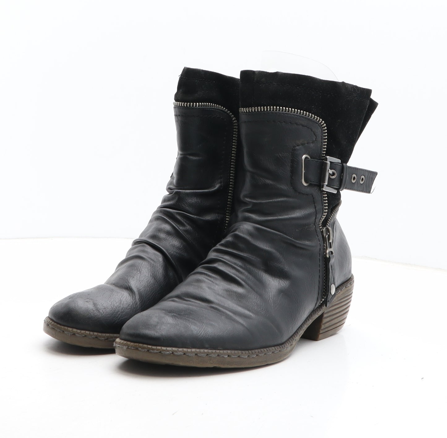 Rieker Womens Black Synthetic Biker Boot UK