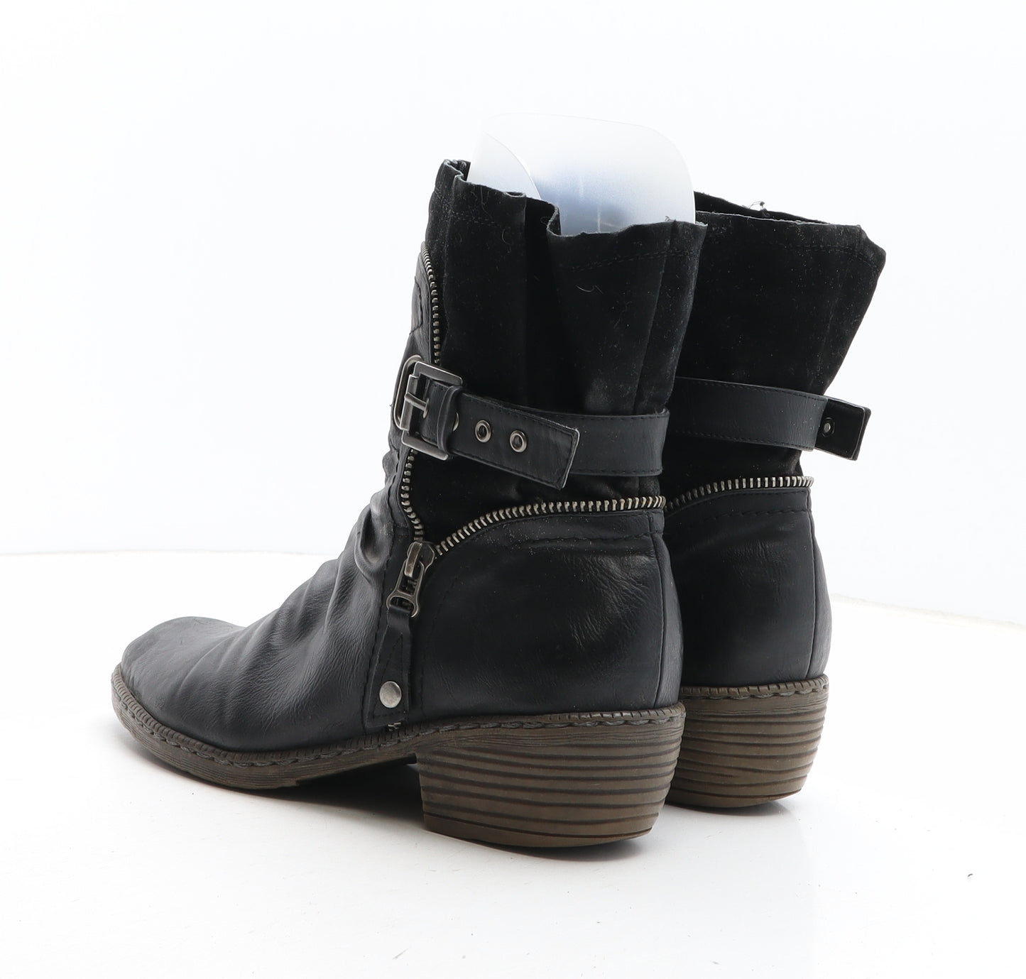 Rieker Womens Black Synthetic Biker Boot UK