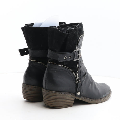 Rieker Womens Black Synthetic Biker Boot UK