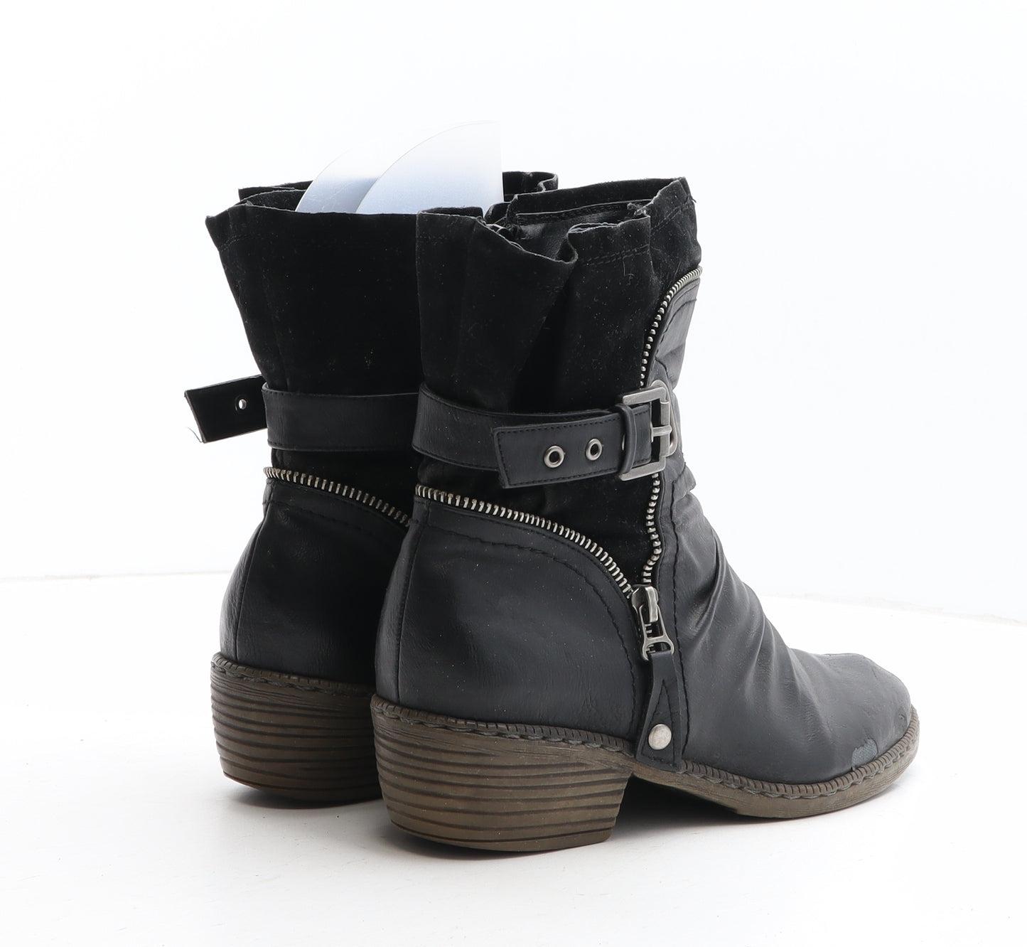 Rieker Womens Black Synthetic Biker Boot UK