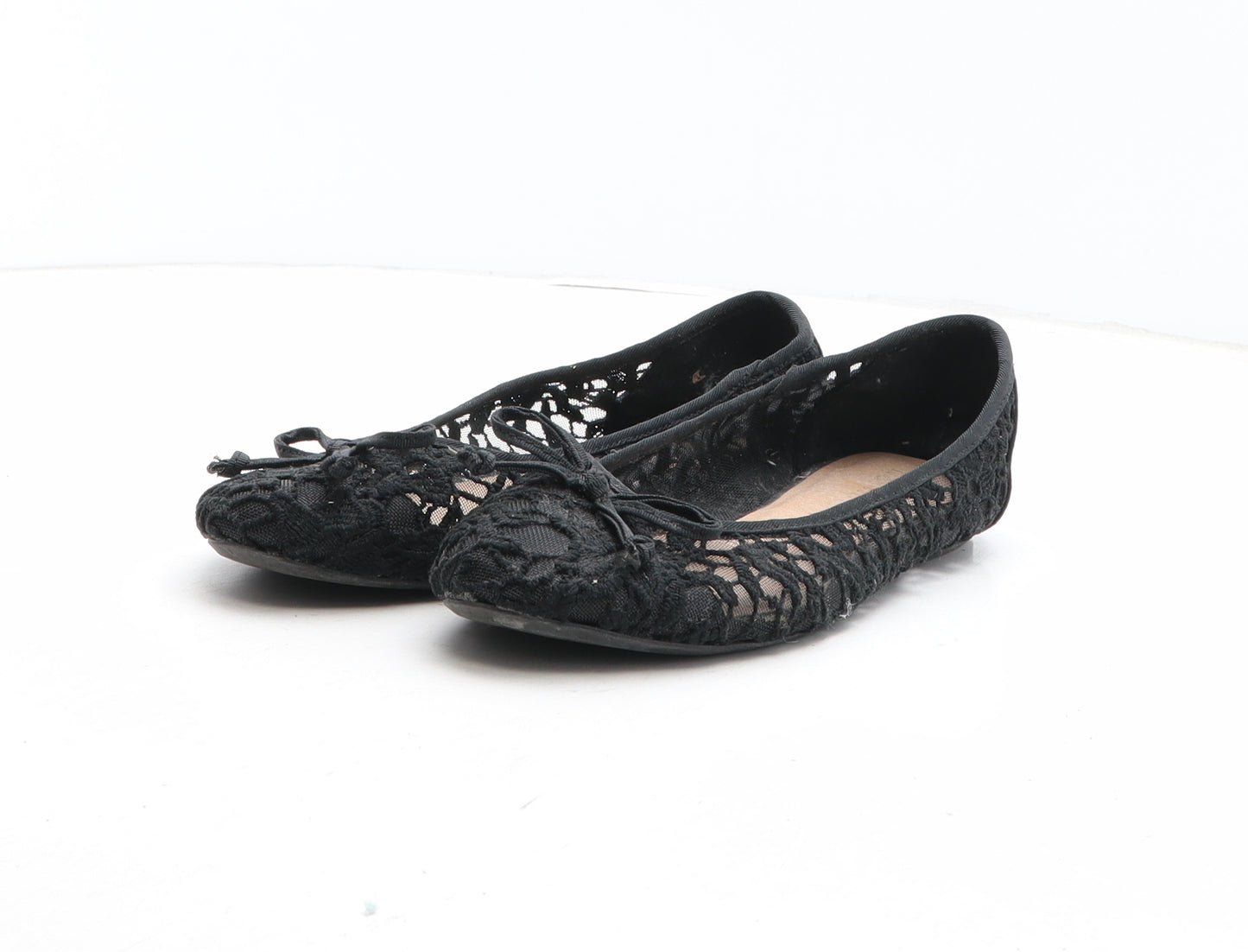 Marks and Spencer Womens Black Geometric Fabric Ballet Flat UK