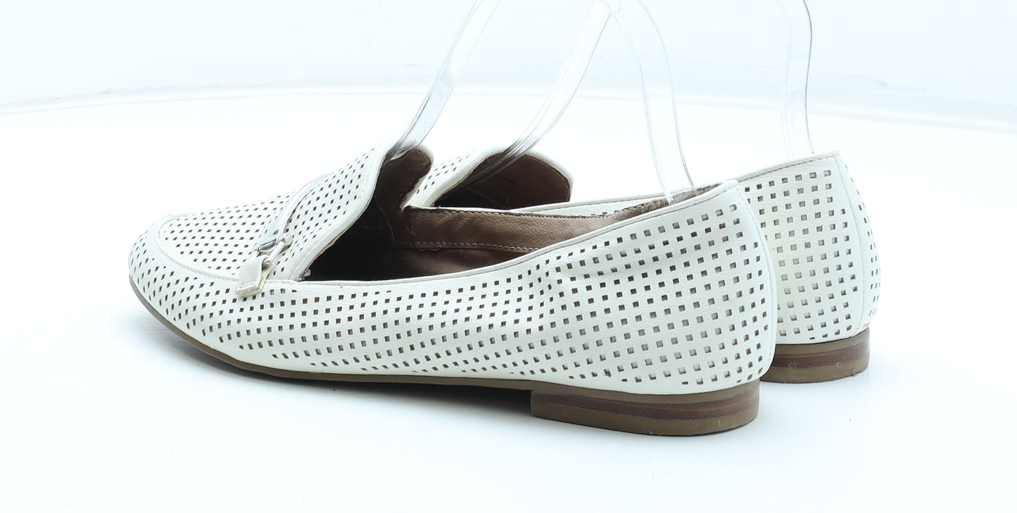 NEXT Womens White Geometric Polyurethane Loafer Flat UK