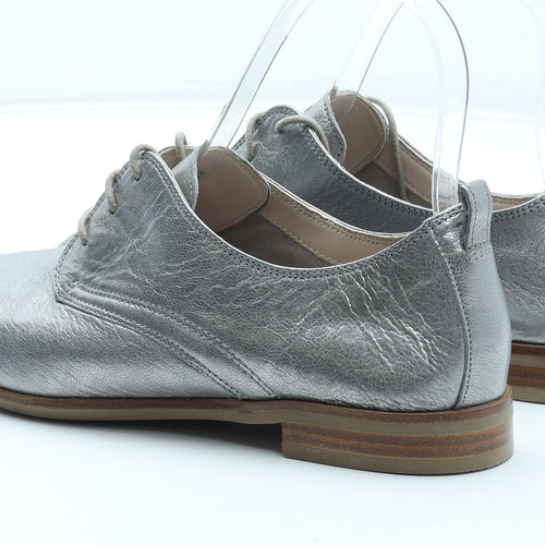 Clarks Womens Silver Leather Oxford Casual UK