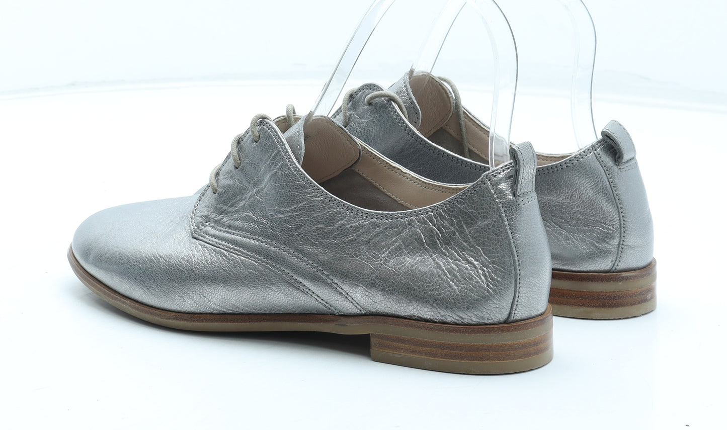 Clarks Womens Silver Leather Oxford Casual UK