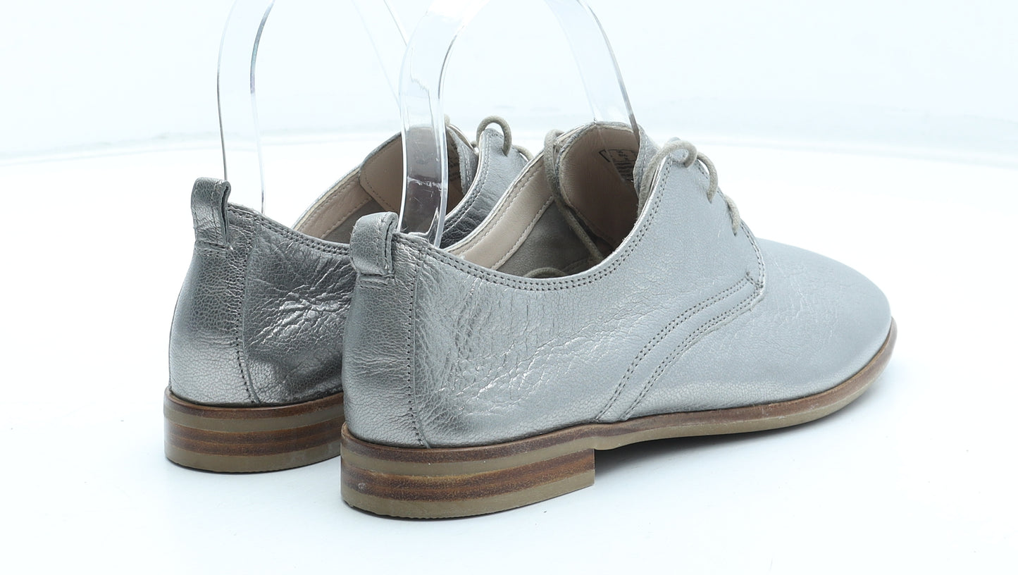 Clarks Womens Silver Leather Oxford Casual UK