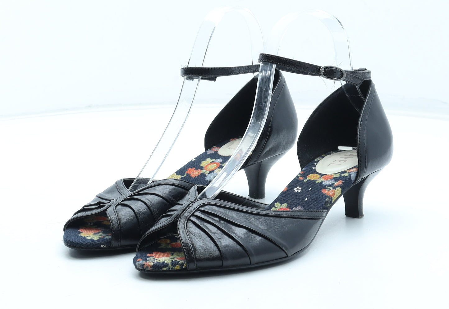Ravel Womens Black Leather Strappy Heel UK