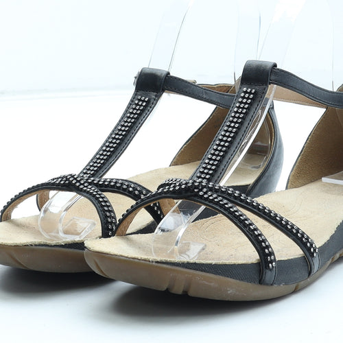 Clarks Womens Black Leather Strappy Sandal UK