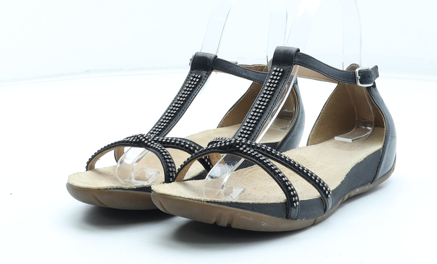 Clarks Womens Black Leather Strappy Sandal UK