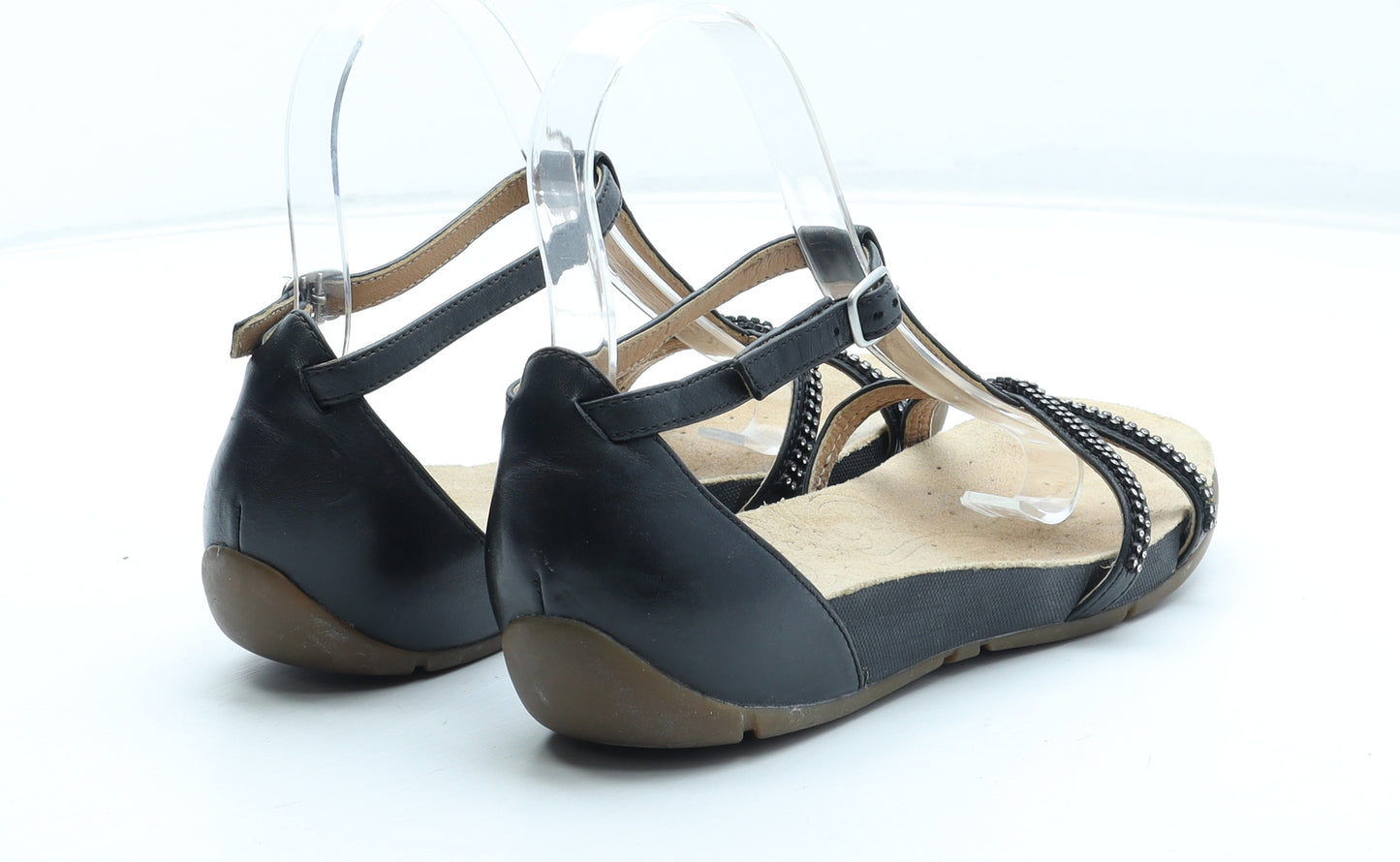 Clarks Womens Black Leather Strappy Sandal UK