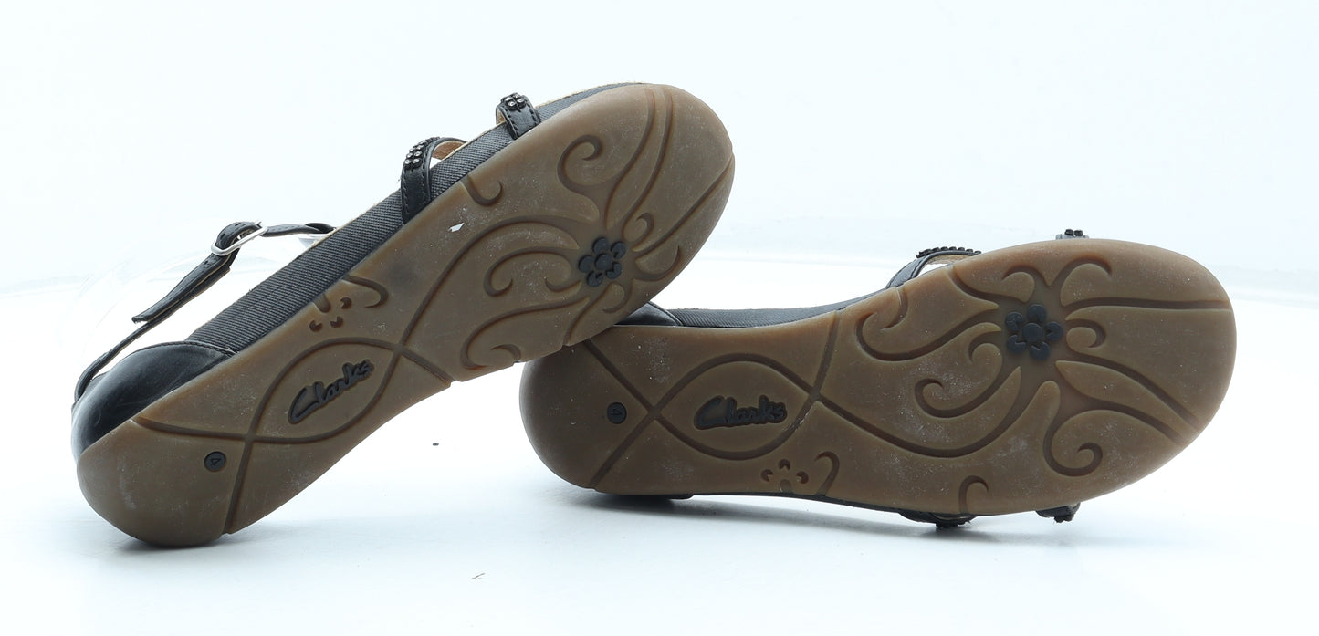 Clarks Womens Black Leather Strappy Sandal UK