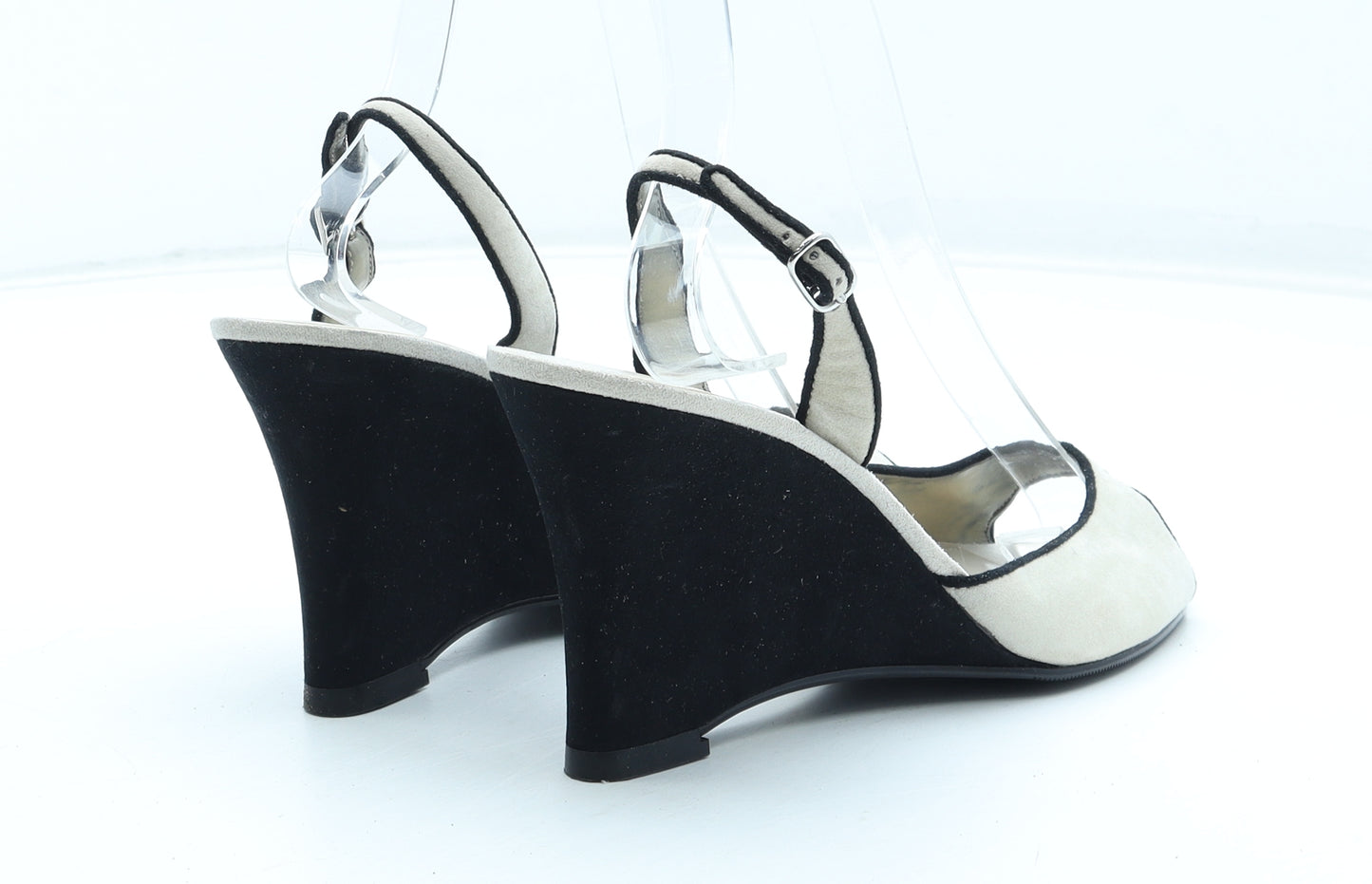 Marks and Spencer Womens White Colourblock Polyurethane Slingback Heel UK