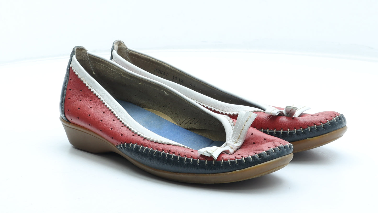 Preworn Womens Red Colourblock Leather Slip On Flat UK
