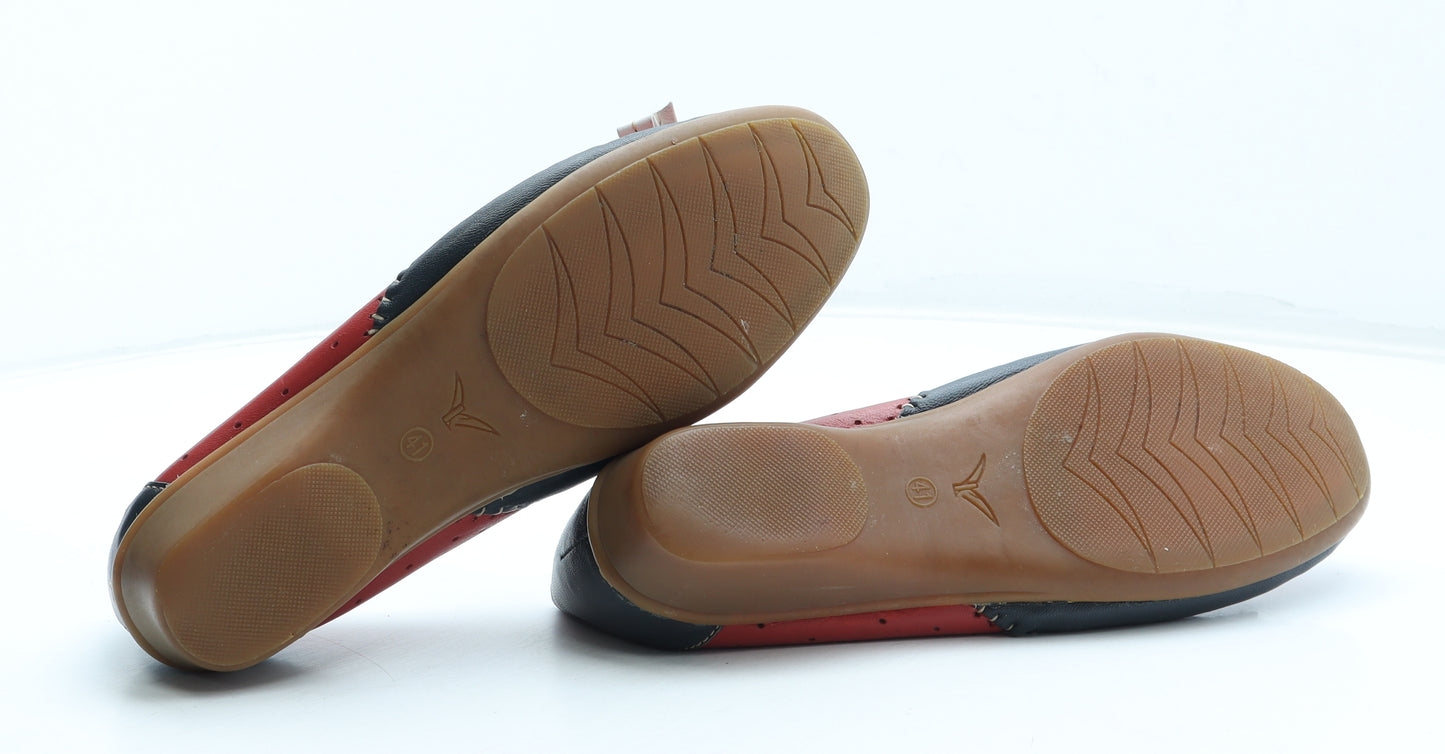 Preworn Womens Red Colourblock Leather Slip On Flat UK