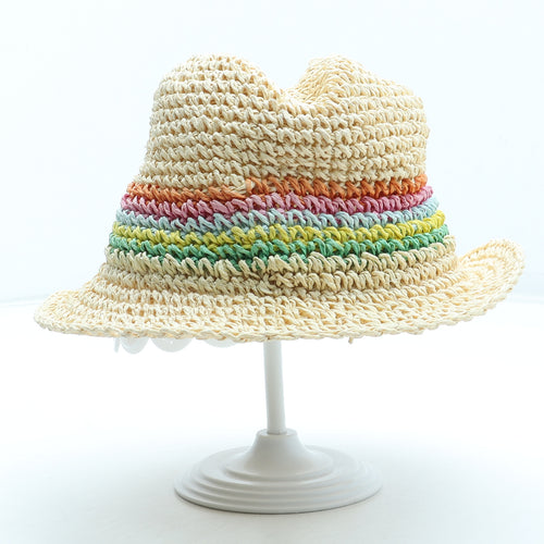 NEXT Girls Multicoloured Colourblock Paper Sun Hat Size S - Size 1-2 Years