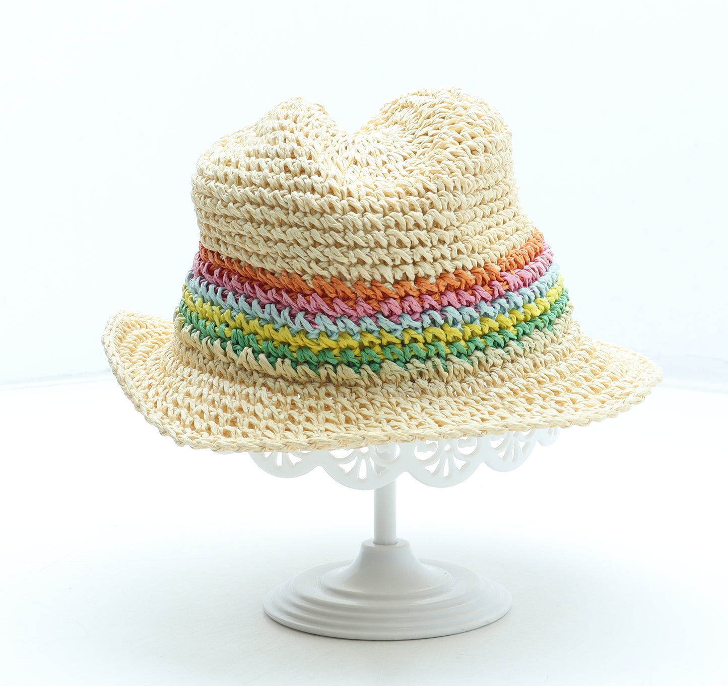 NEXT Girls Multicoloured Colourblock Paper Sun Hat Size S - Size 1-2 Years