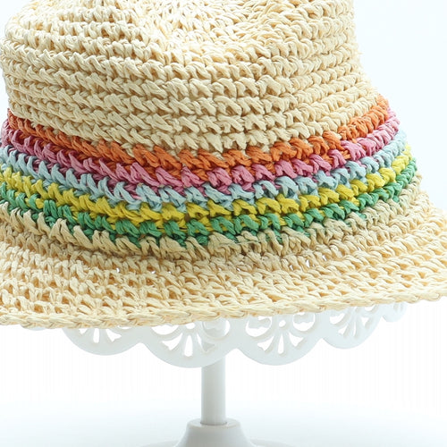NEXT Girls Multicoloured Colourblock Paper Sun Hat Size S - Size 1-2 Years
