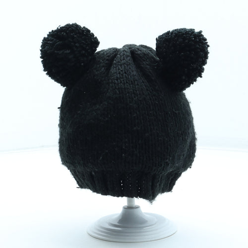 Next Girls Black Acrylic Bobble Hat Size S - Size 1-2 Years