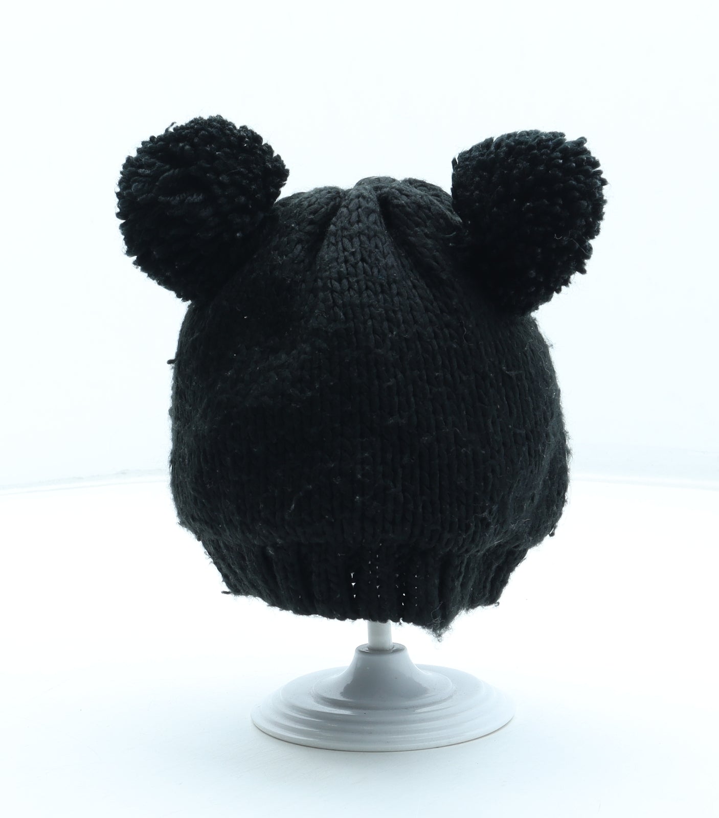 Next Girls Black Acrylic Bobble Hat Size S - Size 1-2 Years