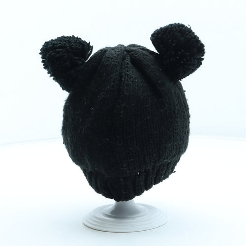 Next Girls Black Acrylic Bobble Hat Size S - Size 1-2 Years