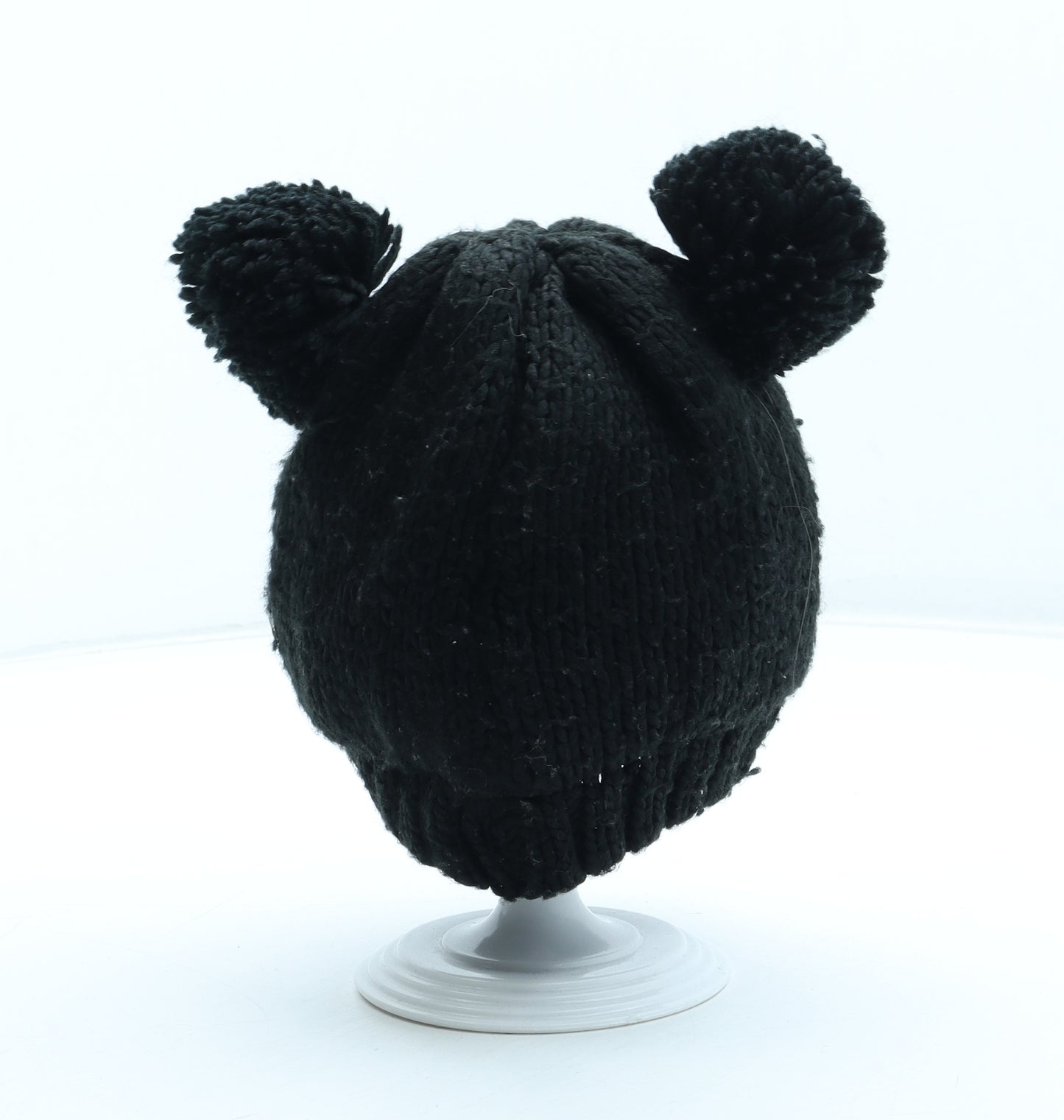 Next Girls Black Acrylic Bobble Hat Size S - Size 1-2 Years