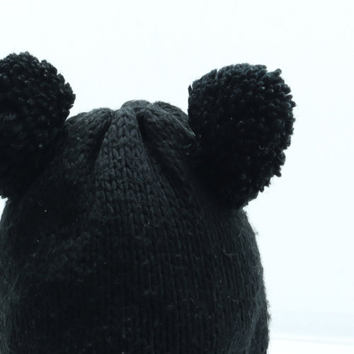 Next Girls Black Acrylic Bobble Hat Size S - Size 1-2 Years