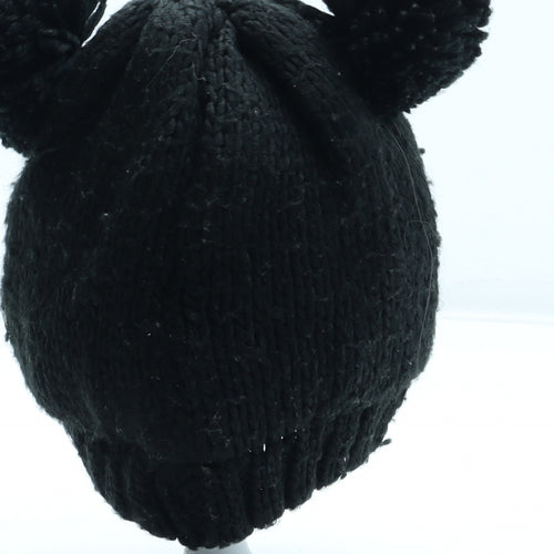 Next Girls Black Acrylic Bobble Hat Size S - Size 1-2 Years