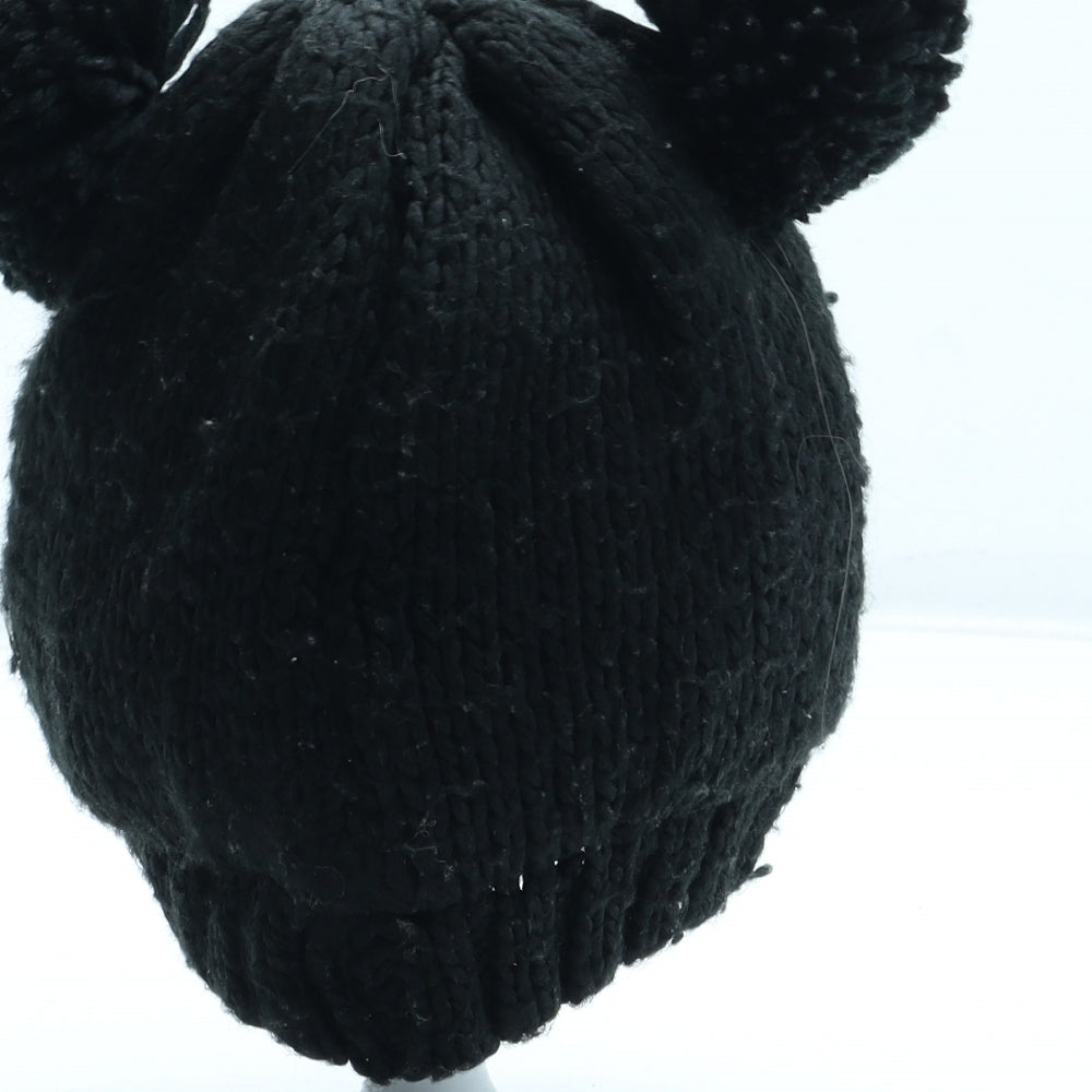 Next Girls Black Acrylic Bobble Hat Size S - Size 1-2 Years