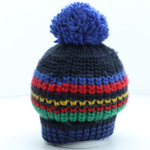 Joules Boys Multicoloured Colourblock Acrylic Bobble Hat Size S - Size 8-12 years