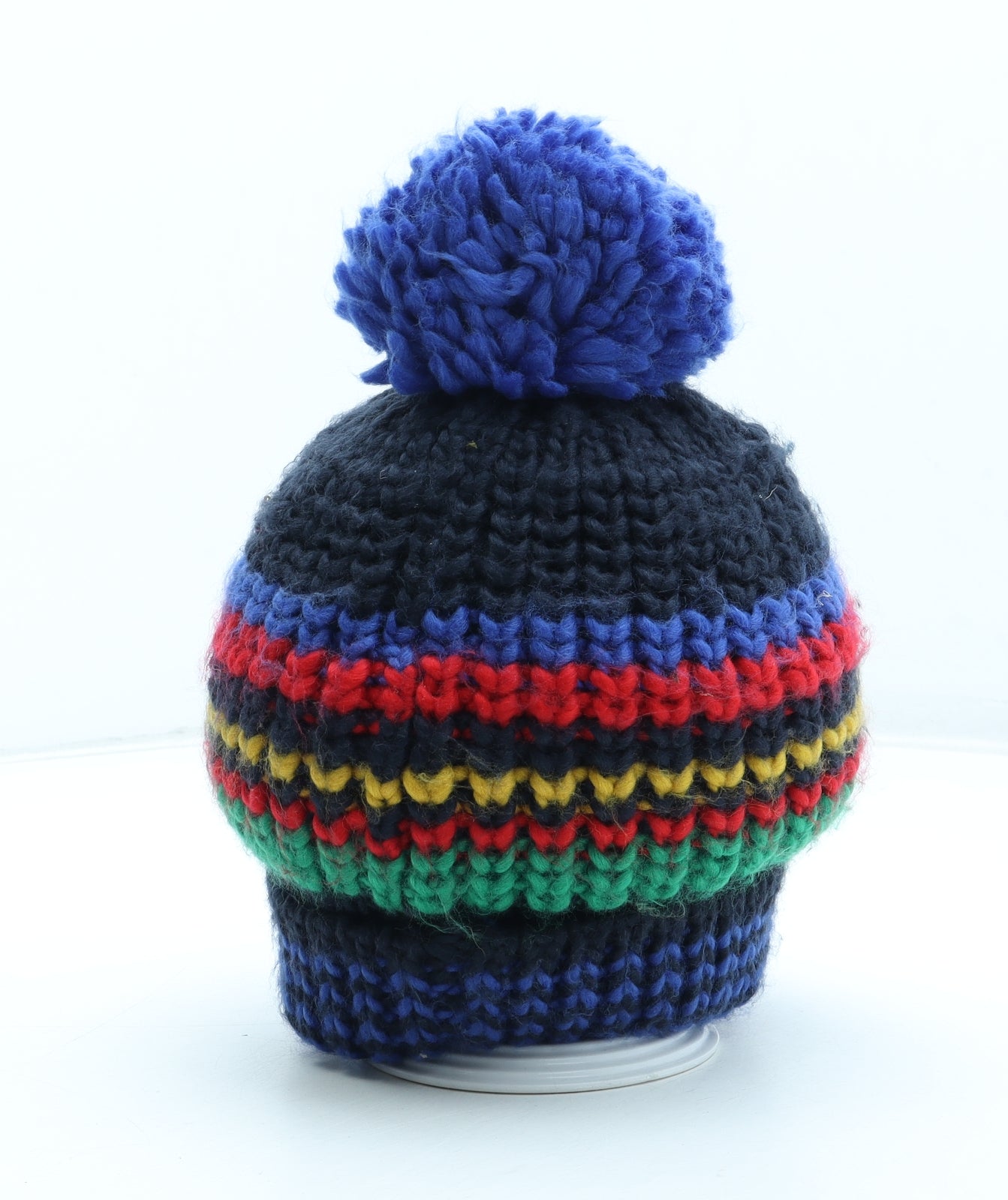 Joules Boys Multicoloured Colourblock Acrylic Bobble Hat Size S - Size 8-12 years