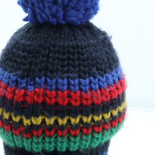Joules Boys Multicoloured Colourblock Acrylic Bobble Hat Size S - Size 8-12 years