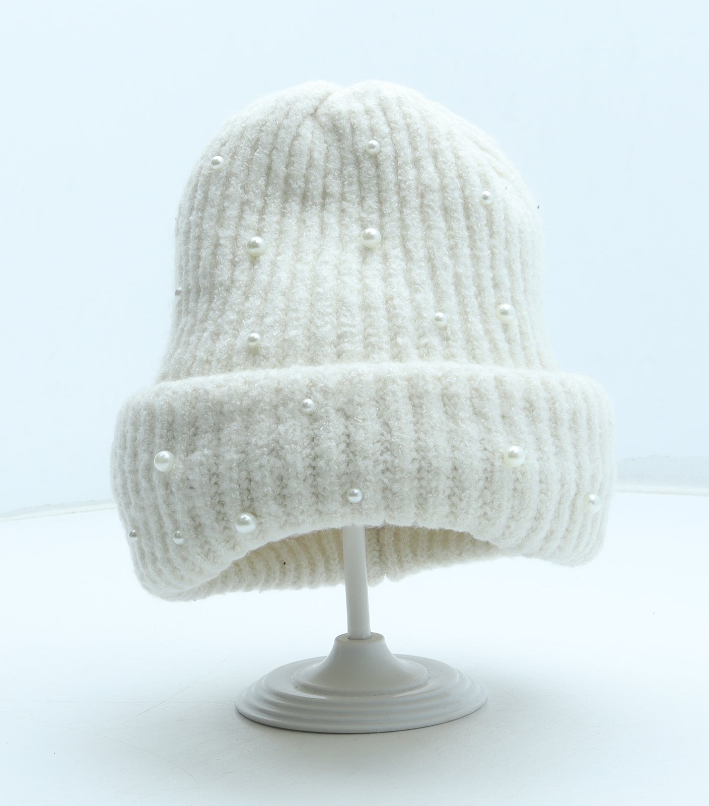 Primark Womens White Acrylic Beanie One Size