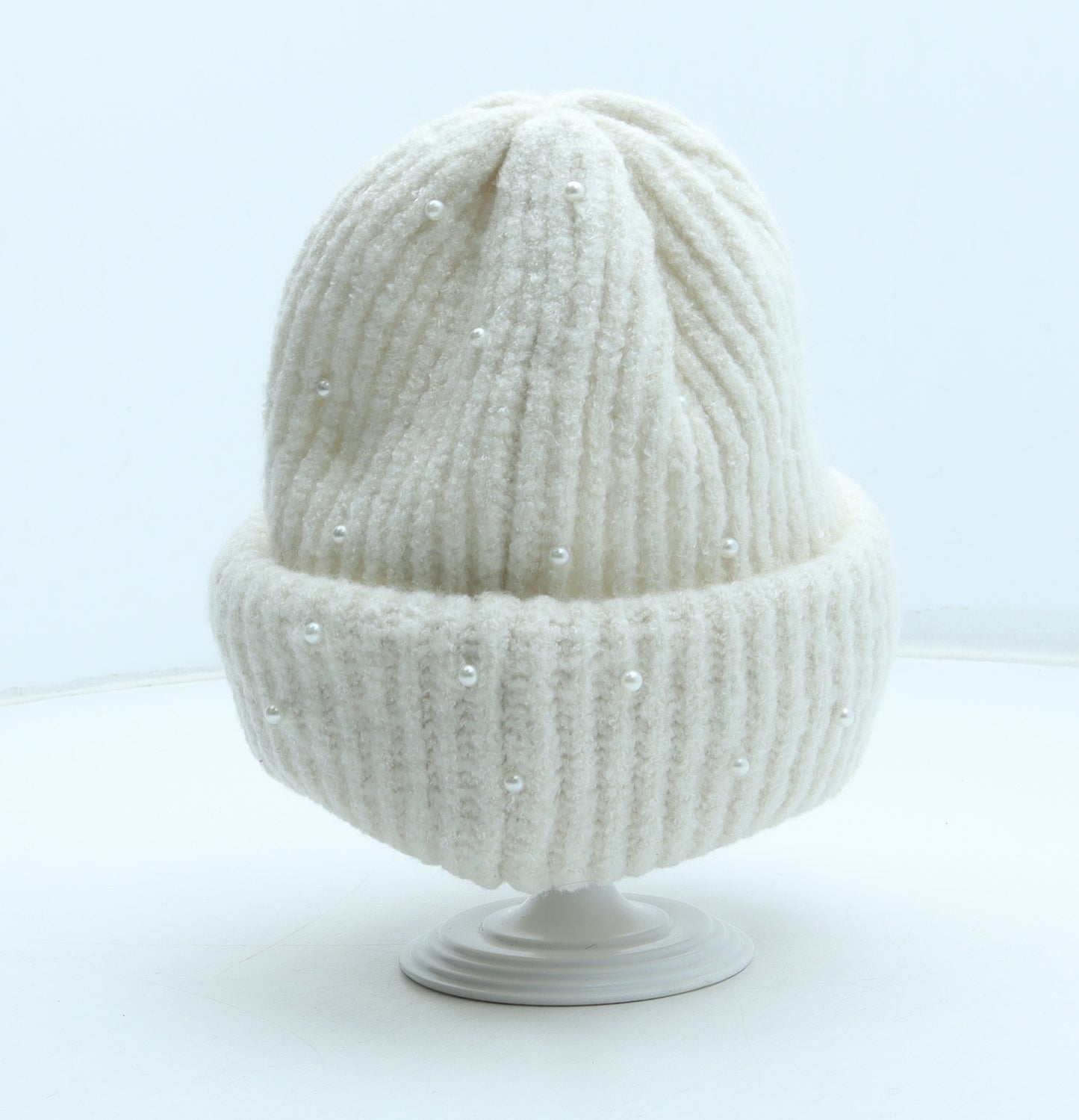 Primark Womens White Acrylic Beanie One Size