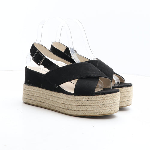 Boohoo Womens Black Synthetic Espadrille Heel UK
