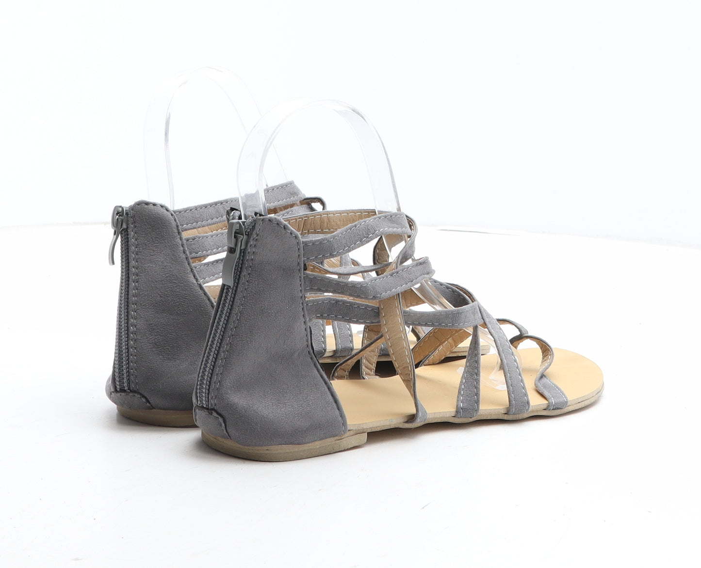 Preworn Womens Grey Synthetic Thong Sandal UK