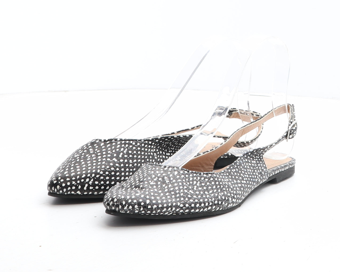 Sole Sensation Womens Black Geometric Synthetic Slingback Sandal UK