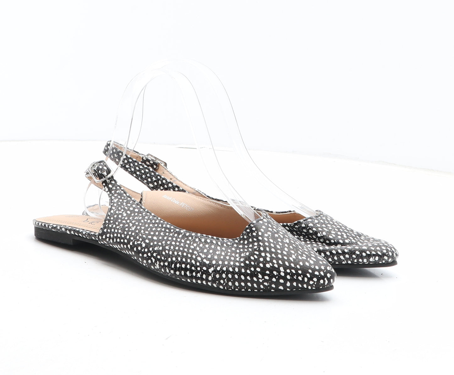 Sole Sensation Womens Black Geometric Synthetic Slingback Sandal UK